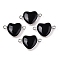 Natural Obsidian Love Heart Pendants, Brass Heart Charms, Platinum, 15.5x23x6mm, Hole: 1.8~2mm