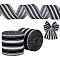 Burlap Ribbons, Stripe, with Iron Edge, Black, 2-1/2 inch(63mm), about 5.00 Yards(4.57m)/Roll