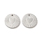 Non-Tarnish 304 Stainless Steel Charms, Flat Round with Heart Charms, Stainless Steel Color, 10x1mm, Hole: 1mm