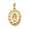 Golden 304 Stainless Steel Pendants, with Shell, Hollow Oval with Heart, Letter T, 23x16.5x2mm, Hole: 5.5x3mm