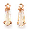 Faceted Glass Pendants, with Golden Tone Brass Open Back Settings, Teardrop, Champagne Yellow, 14.5x4.5x4mm, Hole: 1.2mm