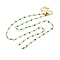 Brass Chain Necklace Making, with Natural Green Agate, Rack Plating, Long-Lasting Plated, Real 18K Gold Plated,, 18.82 inch(47.8cm)