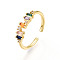 Brass Micro Pave Cubic Zirconia Cuff Rings for Women, Rectangle, Real 18K Gold Plated, Inner Diameter: 17~17.5mm