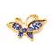 Alloy Rhinestone Cabochons, Butterfly, Golden, Sapphire, 8.5x12.5x2.5mm