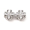 Brass Micro Pave Clear Cubic Zirconia Beads, Clover, Platinum, 13x13x8mm, Hole: 1.8mm