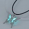 Glow in the Dark Luminous Stainless Steel Butterfly Pendant Necklaces, with Enamel, Stainless Steel Color, 17.72 inch(45cm)