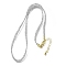 3.5MM Polyester Metallic Cord Braided Cord Necklace Making, with Brass Findings and 202 Stainless Steel Lobster Claw Clasps, Long-Lasting Plated, Rack Plating, Golden, Gray, 16.14 inch(41cm)~18.11 inch(46cm)