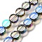 Electroplated Transparent Glass Beads Strands, Flat Round, Faceted, Colorful, 8x4mm, Hole: 1mm, about 54pcs/strand, 15.75''(40cm)