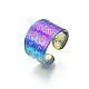 Ion Plating(IP) Rainbow Color 304 Stainless Steel Snake Pattern Open Cuff Ring RJEW-S405-257M-4