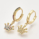 Brass Micro Pave Colorful Cubic Zirconia Dangle Hoop Earrings EJEW-S208-073-1