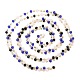 Faceted Rondelle Glass & Round 304 Stainless Steel Beaded Chains CHS-G026-01KCG-02-3
