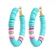 Boucles d'oreilles créoles heishi en laiton de style femmes de basket-ball X-EJEW-JE04083-04-1