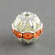 Round Brass Glass Rhinestone Beads KK-S130C-05-1