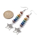 Colorful Natural Dyed Lava Rock Disc Beaded Dangle Earrings EJEW-JE05617-3