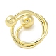 Rack Plating Brass Round Ball Cuff Rings RJEW-D015-02G-3