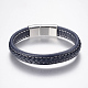 Braided Leather Cord Bracelets BJEW-H561-03G-1