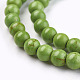 1 fil de perles rondes synthétiques turquoises teintes vert citron vert X-TURQ-G106-6mm-02B-3