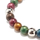 Bracelet extensible en perles rondes en acrylique imitation oeil de tigre avec breloque en plumes pour femme BJEW-JB07568-5