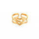 Ion Plating(IP) 304 Stainless Steel Heart Wrap Open Cuff Ring for Women RJEW-S405-209G-1