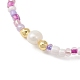 Set di braccialetti elasticizzati con perle naturali e semi di 3 pezzo in 3 colori BJEW-JB09437-4