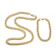 Placcatura ionica (ip) 304 set di gioielli per bracciali e collane con catena a maglia cubana in acciaio inossidabile SJEW-B019-03B-G-1