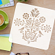 FINGERINSPIRE Damask Flower Stencil 11.8x11.8 inch Tribal Floral Plants Stencils Plastic Ethnic Sunflower Leaves Pattern Stencil Reusable DIY Art and Craft Stencil for Wood Wall Painting Home Decor DIY-WH0391-0475-3