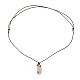 Natural Agate Nugget Pendant Necklace with Cowhide Leather Cord NJEW-JN03882-04-4
