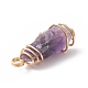 Natural Amethyst Copper Wire Wrapped Pendants PALLOY-JF01980-01-3