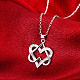 Silver Plated Brass Cubic Zirconia Heart To Heart Pendant Necklaces NJEW-BB16170-6
