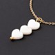 Natural Shell Heart Pendant Necklace with 304 Stainless Steel Chains for Women NJEW-C016-05G-2
