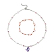 Bracelet extensible en perles de coeur en acrylique et en verre et collier pendentif SJEW-JS01282-1