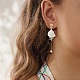 Natural Spiral Shell & Shell Pearl Dangle Stud Earrings EJEW-TA00220-4