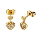 Clear Cubic Zirconia Heart Dangle Stud Earrings EJEW-SZ0001-79-1