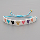 Friendship 7 Colors Heart Loom Pattern Seed Beads Bracelets for Women BJEW-Z013-02-5