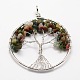 Tree of Life Natural Indian Agate Bead Brass Wire Wrapped Big Pendants KK-L136-01D-NR-1