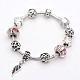 Wing & Heart Alloy European Style Beads Bracelets BJEW-P049-16-1
