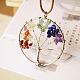 Tree of Life Alloy Gemstone Chips Pendant Necklaces NJEW-N0049-02-2