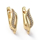 Brass Micro Pave Cubic Zirconia Hoop Earring Findings with Latch Back Closure ZIRC-G158-16G-1