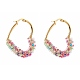 Heart Glass Seed Beaded Hoop Earrings for Girl Women EJEW-JE04613-4