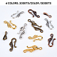 CHGCRAFT 120sets 6 Styles Mixed Color Tibetan Style Alloy S Hook Clasps Hook and Eye Clasps for Bracelet Necklace Jewelry Making TIBE-CA0001-03-4