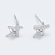 925 Sterling Silver Micro Pave Cubic Zirconia Stud Earring Findings STER-F043-066-2