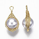 Colgantes envueltos en alambre de perlas de imitación de plástico abs KK-N235-003-4