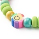 Bracelets extensibles en perles rondes en bois naturel pour enfant BJEW-JB06640-6