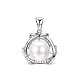 Flower Sterling Silver Micro Pave Cubic Zirconia Pendants STER-F020-02-1