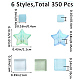 GORGECRAFT 6 Styles 350PCS Gradient Color Glass Mosaic Tiles Iridescent Crystal Bright Rainbow Small Square Star Mosaic Pieces Aquamarine Sparkle Iridized Stained Glitter for Adults Crafts 0.4x0.4
