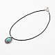 Oval Tibetan Style Alloy Synthetic Turquoise Pendant Necklaces NJEW-F197-30-1