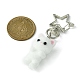 フロッキー樹脂猫ペンダント装飾  スター合金スイベルクラスプ付き  ホワイト  72mm HJEW-JM01210-02-3
