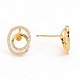 Brass Micro Pave Clear Cubic Zirconia Stud Earring Findings KK-S240-240-NF-3