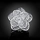 Laiton plaqué argent anneaux de mariage grande fleur RJEW-BB14638-3