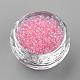 透明な色の光沢のあるガラス円形のシードビーズ  ピンク  2.5x1.5~2mm  穴：1mm  約50 G /袋 SEED-R044-04-2